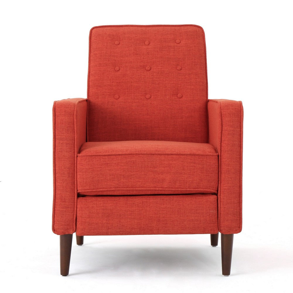 Tery Manual Recliner Sofa Chair | Tufted Back | Track Arms | Orange Polyester