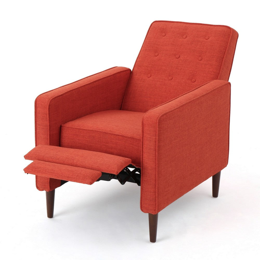Tery Manual Recliner Sofa Chair | Tufted Back | Track Arms | Orange Polyester