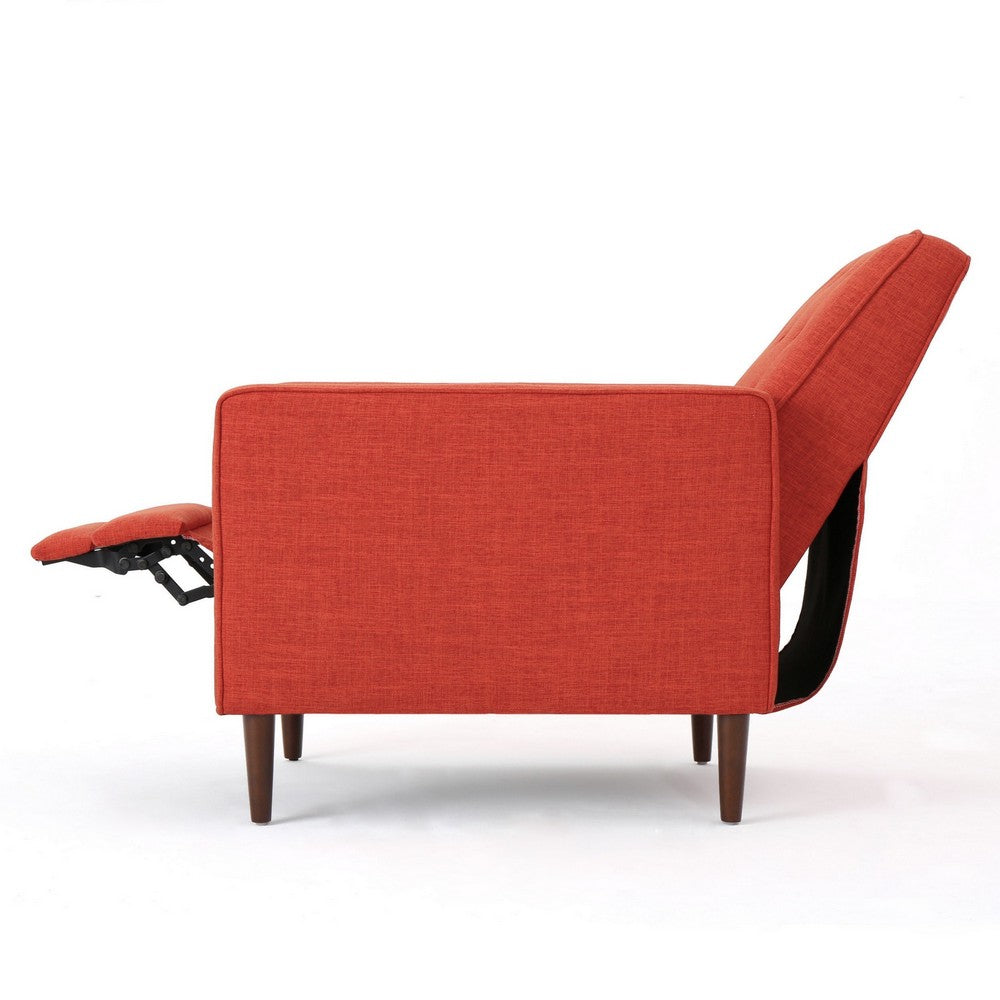 Tery Manual Recliner Sofa Chair | Tufted Back | Track Arms | Orange Polyester