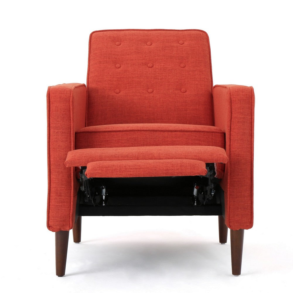 Tery Manual Recliner Sofa Chair | Tufted Back | Track Arms | Orange Polyester