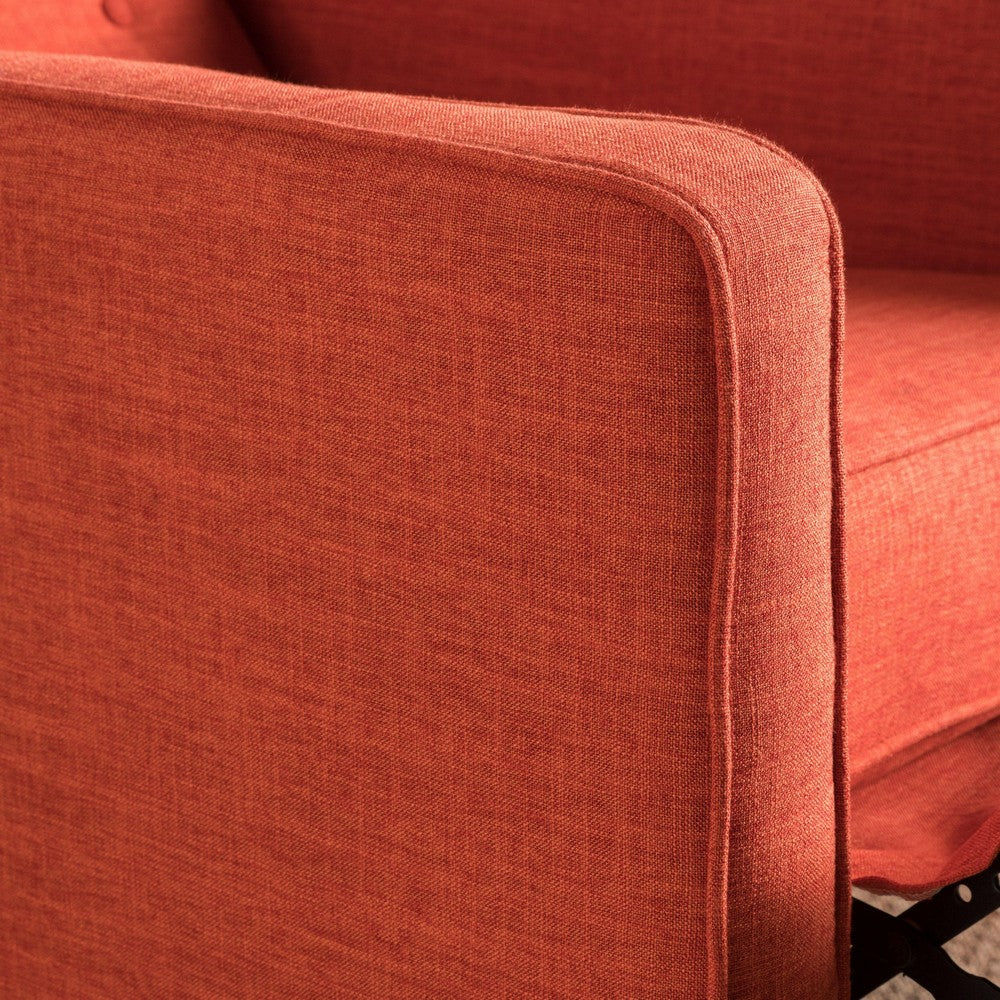 Tery Manual Recliner Sofa Chair | Tufted Back | Track Arms | Orange Polyester