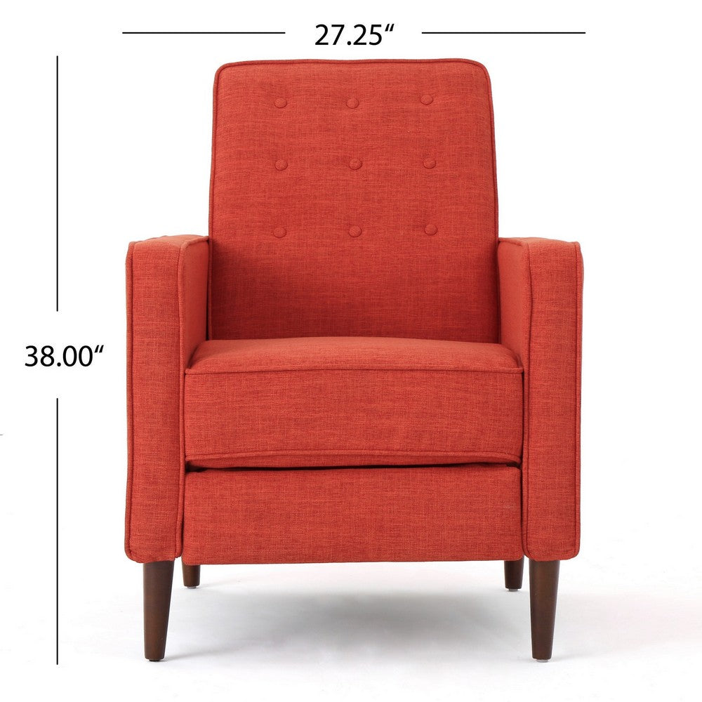 Tery Manual Recliner Sofa Chair | Tufted Back | Track Arms | Orange Polyester