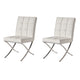 Pavy Dining Side Chair Set of 2 | Tufted White Faux Leather | Silver X Legs