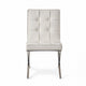 Pavy Dining Side Chair Set of 2 | Tufted White Faux Leather | Silver X Legs