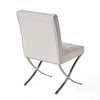 Pavy Dining Side Chair Set of 2 | Tufted White Faux Leather | Silver X Legs