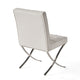 Pavy Dining Side Chair Set of 2 | Tufted White Faux Leather | Silver X Legs