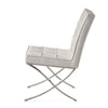 Pavy Dining Side Chair Set of 2 | Tufted White Faux Leather | Silver X Legs