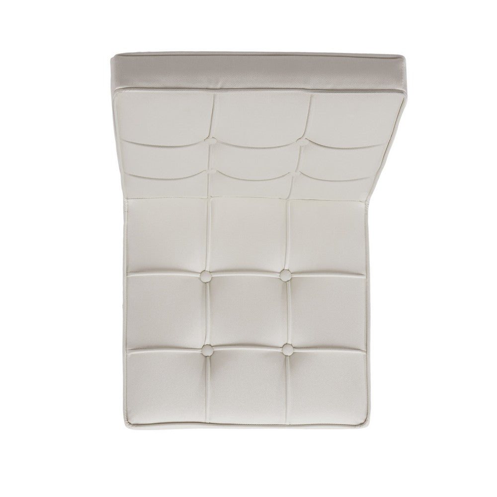 Pavy Dining Side Chair Set of 2 | Tufted White Faux Leather | Silver X Legs