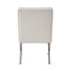 Pavy Dining Side Chair Set of 2 | Tufted White Faux Leather | Silver X Legs