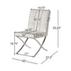Pavy Dining Side Chair Set of 2 | Tufted White Faux Leather | Silver X Legs