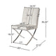 Pavy Dining Side Chair Set of 2 | Tufted White Faux Leather | Silver X Legs