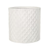 Gana Cylindrical Planter | 3D Diamond Design | Antique White Concrete 16"