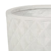 Gana Cylindrical Planter | 3D Diamond Design | Antique White Concrete 16"