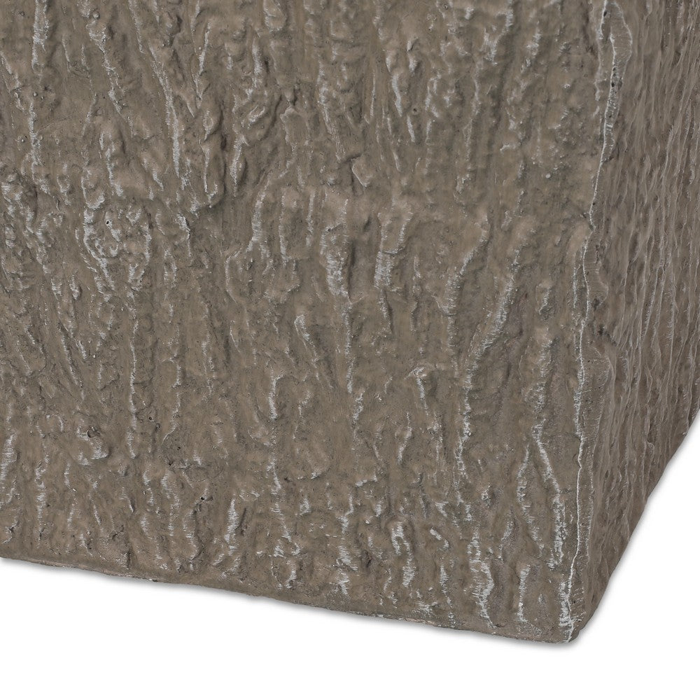 Rahu Tall Tapered Planter | Bark-Like Stone Finish | Brown Concrete 31"