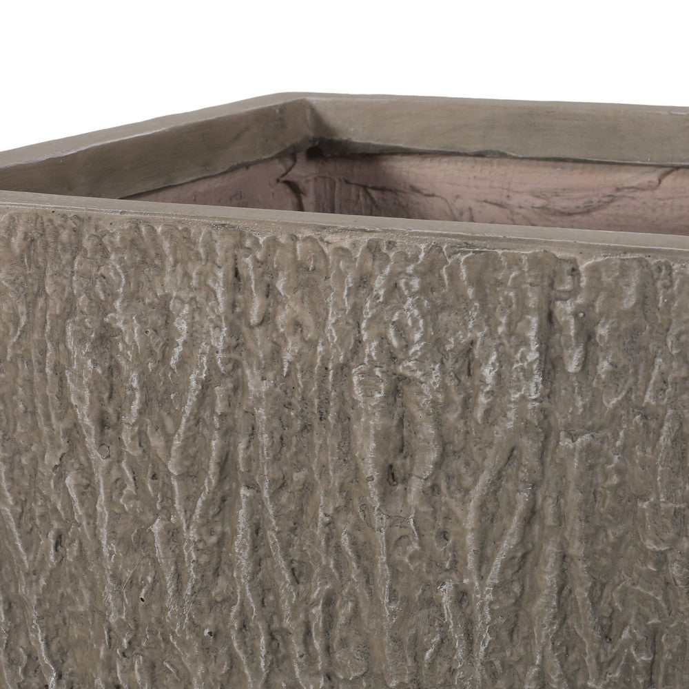 Rahu Tall Tapered Planter | Bark-Like Stone Finish | Brown Concrete 31"