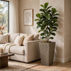 Rahu Tall Tapered Planter | Bark-Like Stone Finish | Brown Concrete 31"