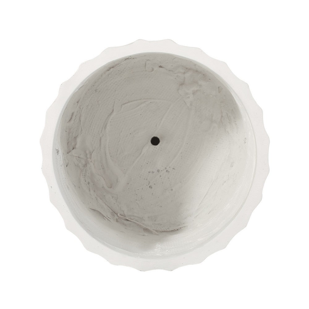 Gana Cylindrical Planter | Ribbed Pattern | Antique White Concrete 17"