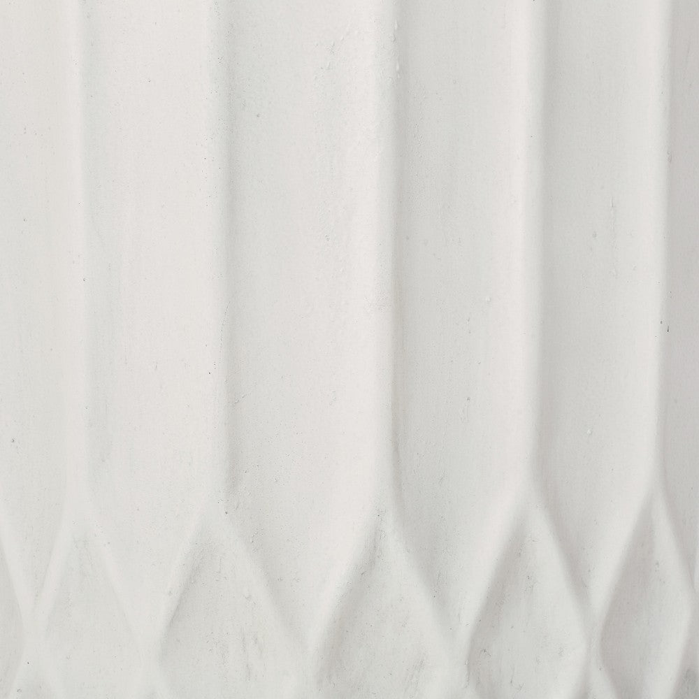 Gana Cylindrical Planter | Ribbed Pattern | Antique White Concrete 17"