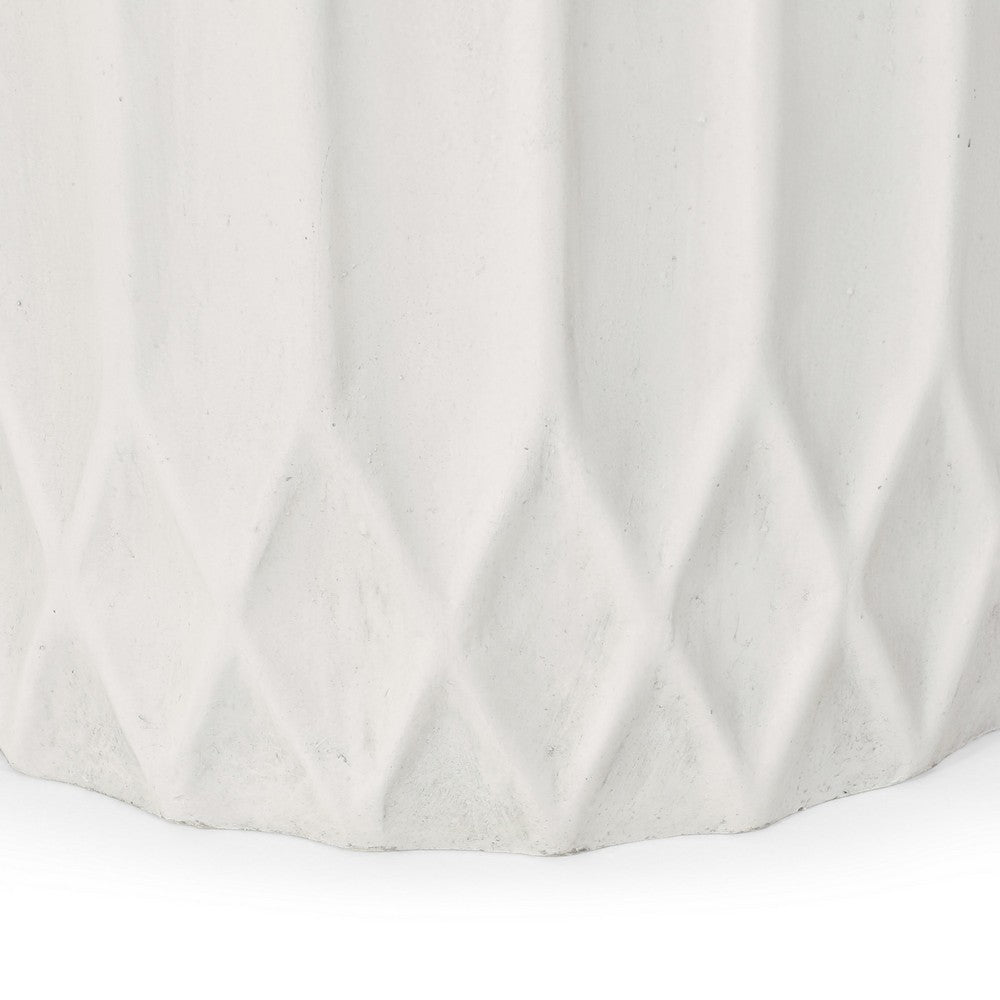 Gana Cylindrical Planter | Ribbed Pattern | Antique White Concrete 17"