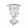 Kiti Urn Planter on Pedestal | Carved Antique White Concrete | 28"