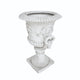 Kiti Urn Planter on Pedestal | Carved Antique White Concrete | 28"