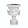 Kiti Urn Planter on Pedestal | Carved Antique White Concrete | 28"