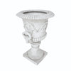 Kiti Urn Planter on Pedestal | Carved Antique White Concrete | 28"
