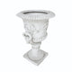 Kiti Urn Planter on Pedestal | Carved Antique White Concrete | 28"