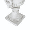 Kiti Urn Planter on Pedestal | Carved Antique White Concrete | 28"