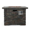Outdoor Fire Pit w Handles | 40000 BTU | Stone Finish Gray Concrete 33"