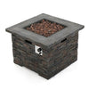 Outdoor Fire Pit w Handles | 40000 BTU | Stone Finish Gray Concrete 33"