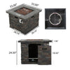 Outdoor Fire Pit w Handles | 40000 BTU | Stone Finish Gray Concrete 33"