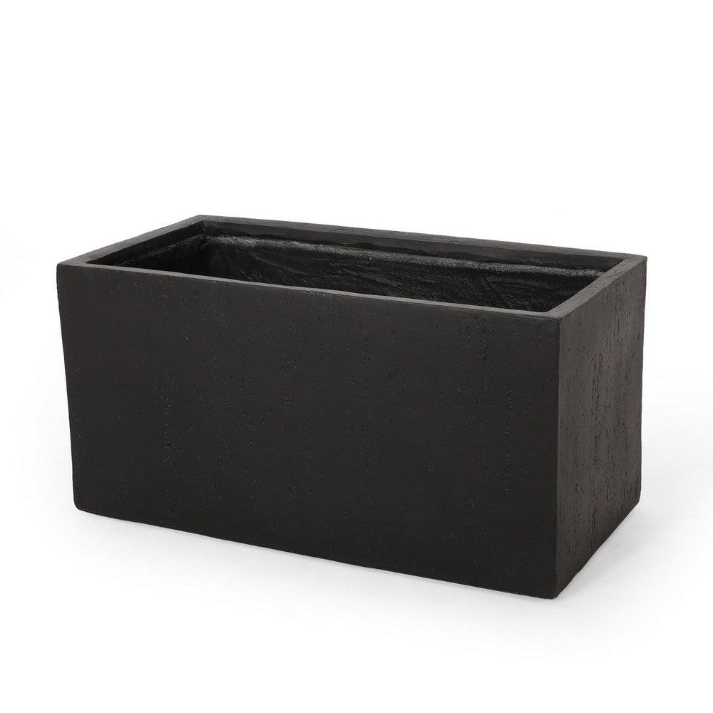 Rectangular Planter | Handcrafted | Stone Finish Black Concrete 35"