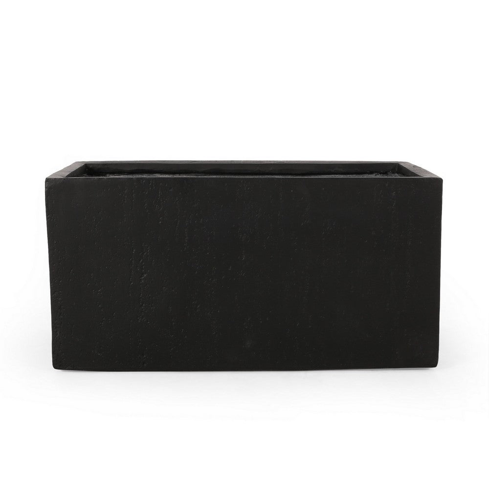 Rectangular Planter | Handcrafted | Stone Finish Black Concrete 35"