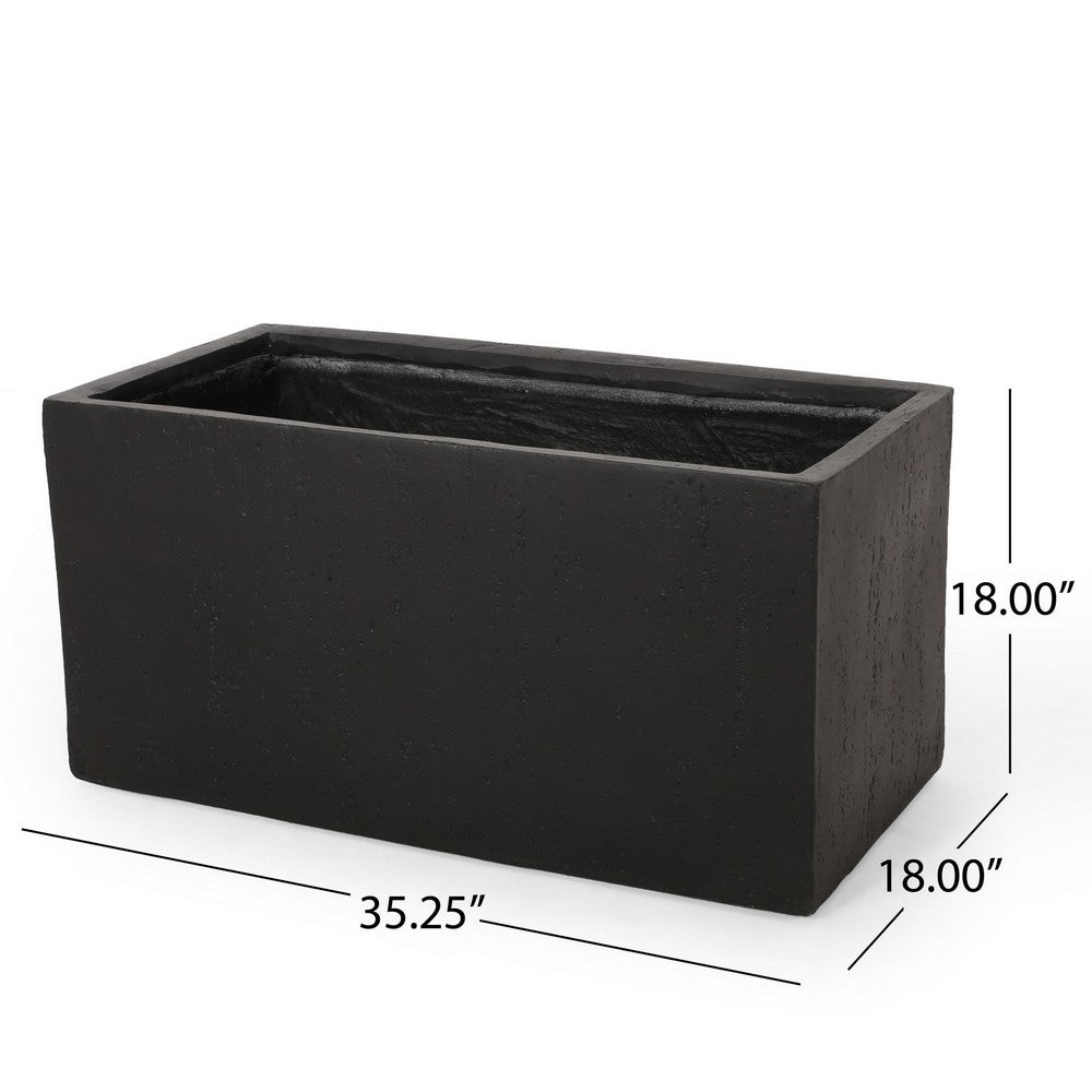 Rectangular Planter | Handcrafted | Stone Finish Black Concrete 35"