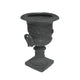 Kiti Urn Planter on Pedestal | Antique Gray Concrete w Carving | 28 Inch