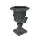 Kiti Urn Planter on Pedestal | Antique Gray Concrete w Carving | 28 Inch