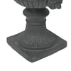 Kiti Urn Planter on Pedestal | Antique Gray Concrete w Carving | 28 Inch