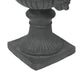 Kiti Urn Planter on Pedestal | Antique Gray Concrete w Carving | 28 Inch