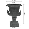 Kiti Urn Planter on Pedestal | Antique Gray Concrete w Carving | 28 Inch
