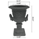 Kiti Urn Planter on Pedestal | Antique Gray Concrete w Carving | 28 Inch