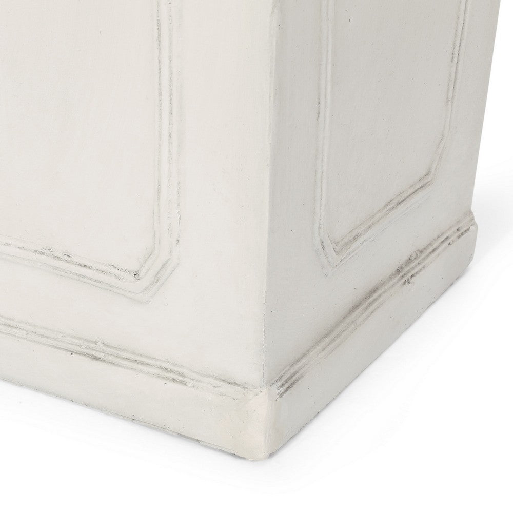 Rahu Tall Tapered Planter | Framed Panel | Antique White Concrete 31"