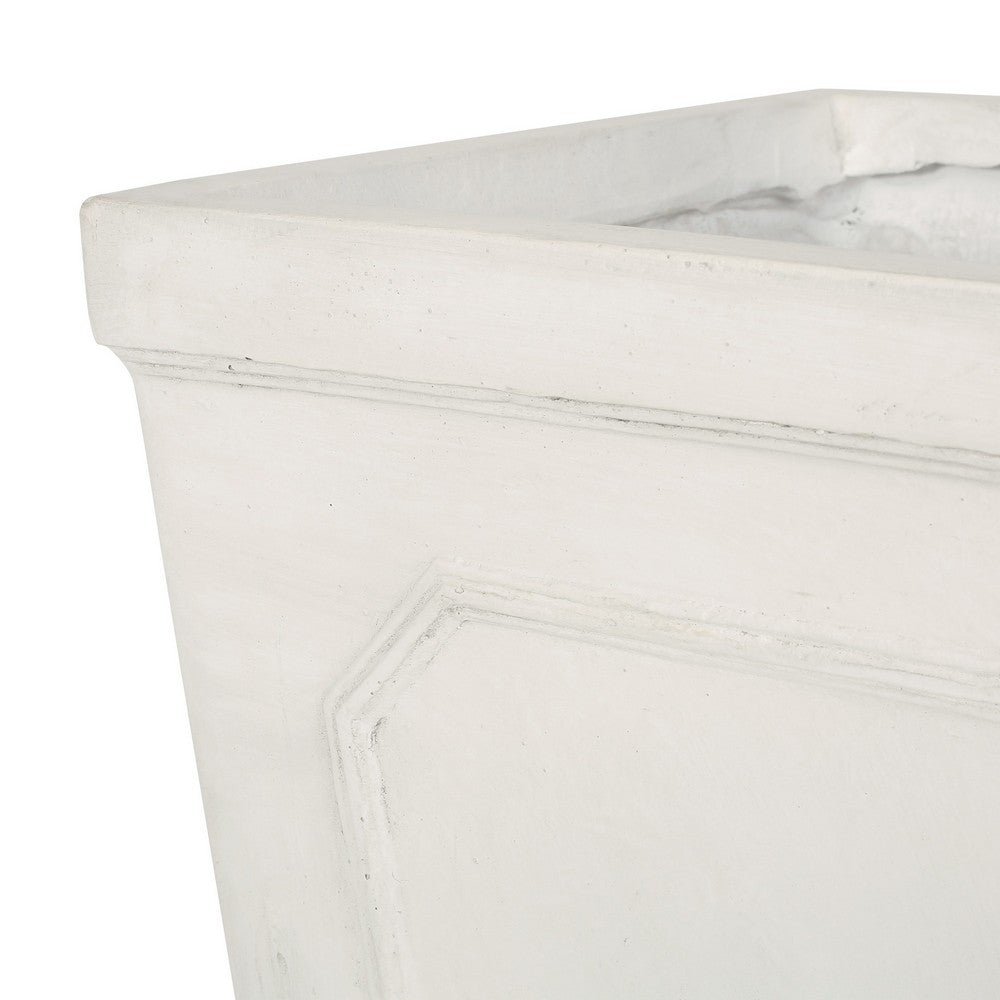 Rahu Tall Tapered Planter | Framed Panel | Antique White Concrete 31"