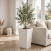 Rahu Tall Tapered Planter | Framed Panel | Antique White Concrete 31"