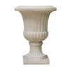 Italian Urn Planter | Campana Shape | Fluted Antique White Concrete 27"