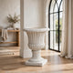 Italian Urn Planter | Campana Shape | Fluted Antique White Concrete 27"