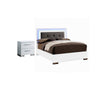Full Bedroom Set, White and Gray, 2 Piece Set with Nightstand