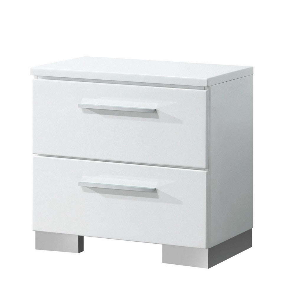Full Bedroom Set, White and Gray, 2 Piece Set with Nightstand