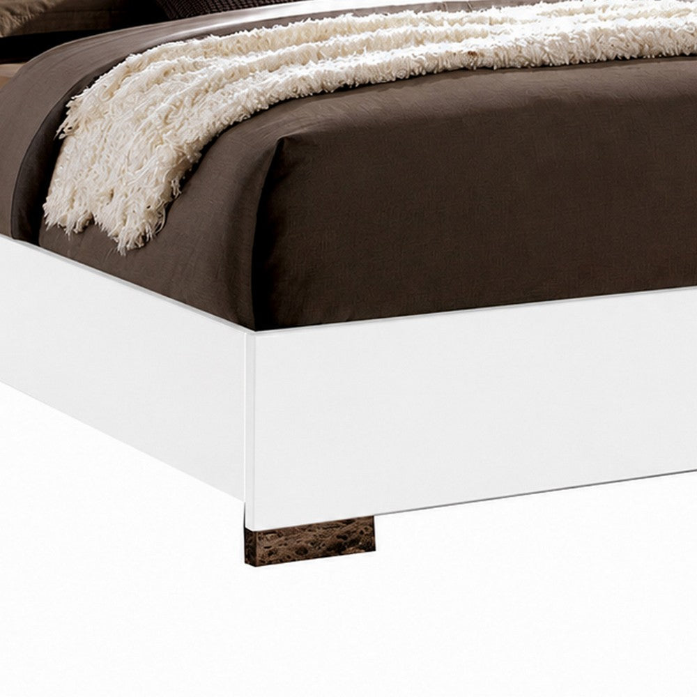 Full Bedroom Set, White and Gray, 2 Piece Set with Nightstand