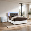 Full Bedroom Set, White and Gray, 2 Piece Set with Nightstand
